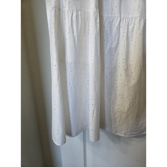 COS Flowy Cotton White Eyelet Beachy Vacation Tiered Midi Dress, Women's 10 - Picture 10 of 16